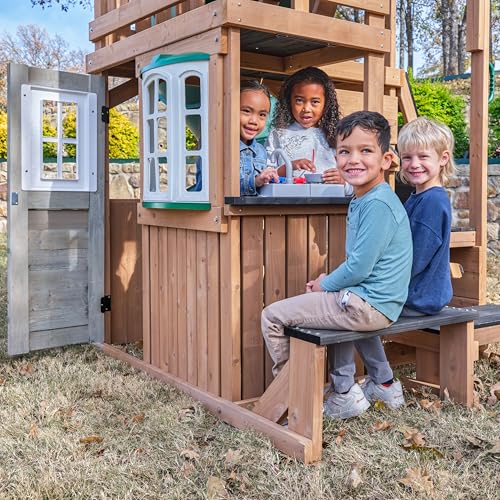 KidKraft Panorama Tower Three-Story Wooden Outdoor Playhouse with Slide G9119