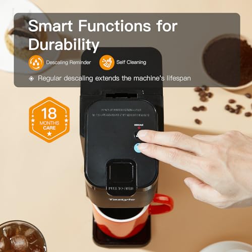 Mini Hot and Iced Coffee Maker Single Serve for K Cup and Ground, Classic Black O715039
