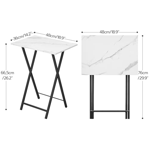 HOOBRO Folding TV Tray Tables, Set of 2, Marble and Gold C48497
