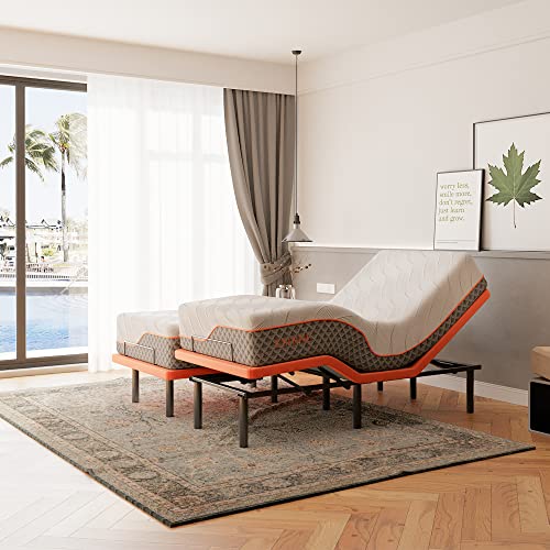 Split King Adjustable Bed Frame with Hybrid Mattress, Zero Gravity, Massage R919726