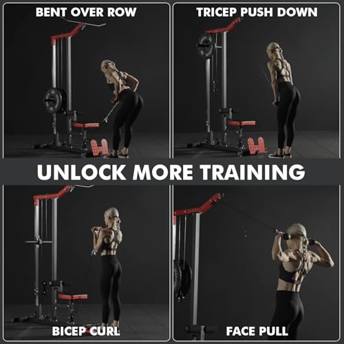 Mikolo LAT Pulldown Machine with Leg Hold Down and Cable Row Attachments W639986