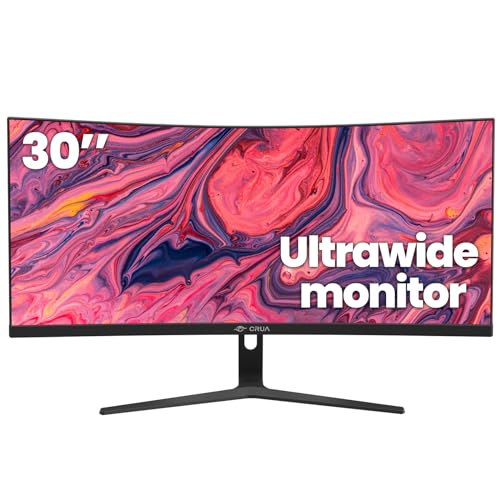 CRUA 30Inch Ultrawide Curved Monitor, 21:9 WFHD 2560x1080P, 100Hz, VA Panel, Black Y8772