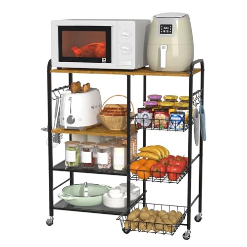 HapiRm Rolling Kitchen Microwave Cart with Pull-Out Baskets X64290