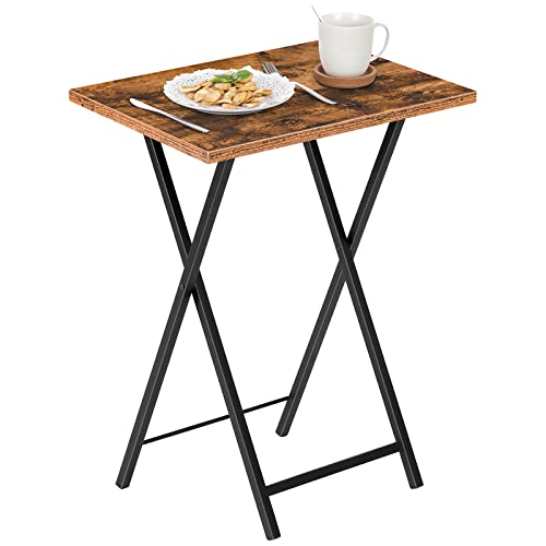 HOOBRO Folding TV Tray Tables, Set of 2, Marble and Gold C48497