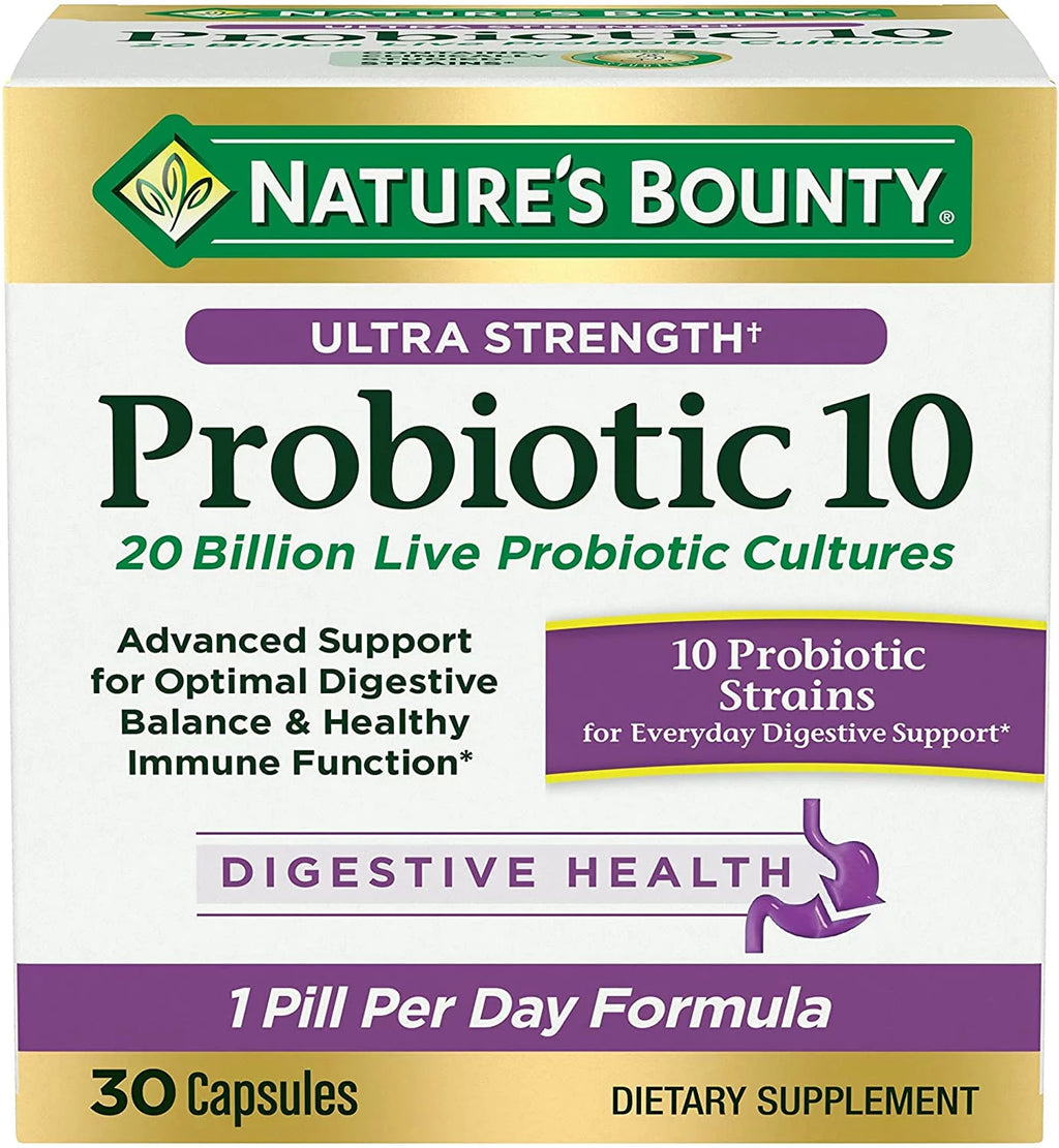 Nature's Bounty Ultra Strength Probiotic 10 Capsules, 30 Count (Pack of 6) K892548