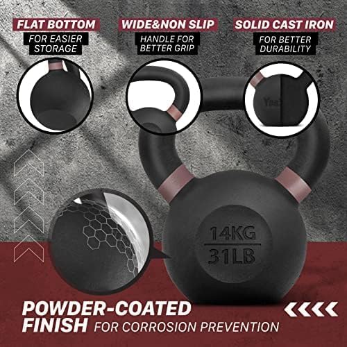 Yes4All Powder Coated Cast Iron Kettlebell Weight Set for Home Gym N15817