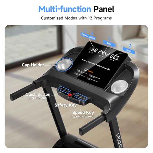 Foldable Treadmill with Incline, Bluetooth, 300 lbs Capacity H234