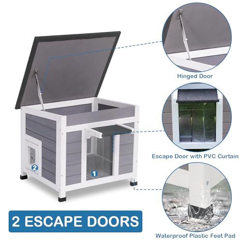 Outdoor Cat House Weatherproof Winter Enclosure for Feral Cats W562161