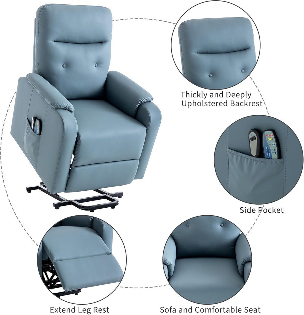 Power Lift Recliner Chair with Adjustable Heated Massage for Elderly, F-Blue R8992