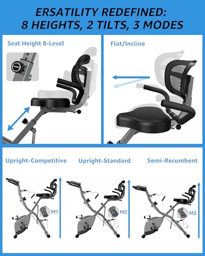 Foldable Exercise Bike with 16-Level Magnetic Resistance for Home T532