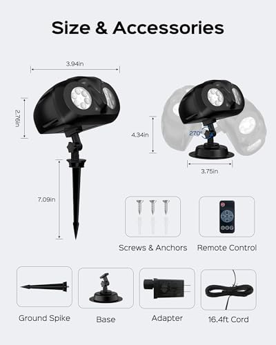 JACKYLED Halloween Christmas Projector Light, Outdoor 2-in-1 with Remote, IP65 Waterproof E20896