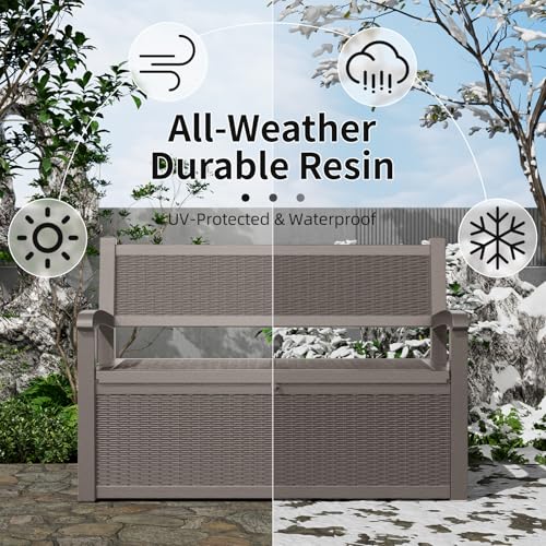 Outdoor Storage Bench Waterproof Resin Patio Furniture Q887579