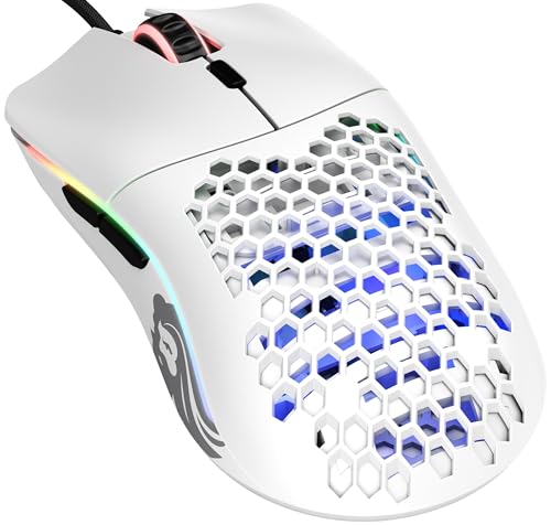 Glorious Model D Wired Gaming Mouse - 68g Honeycomb RGB Ergonomic, Matte White M160012