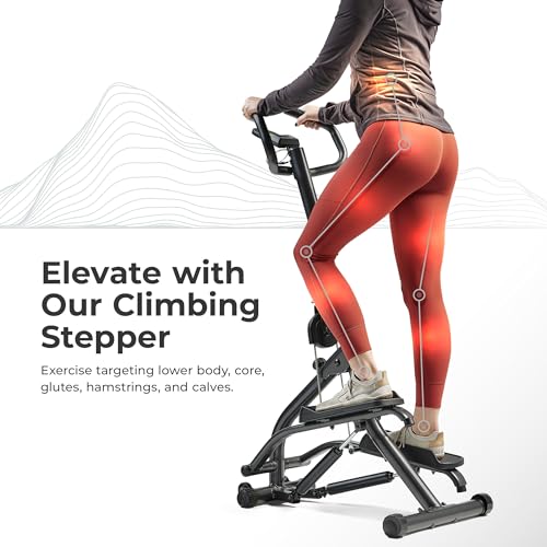 Sunny Health & Fitness Stair Stepper with Handlebar for Leg, Core and Glute Workouts R18169