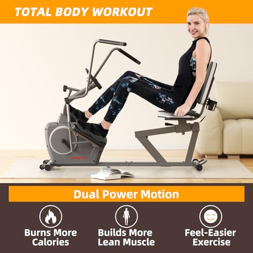 VANSWE Recumbent Exercise Bike with Arm Exerciser for Seniors Adults V646