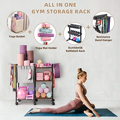 Yoga Mat Storage Rack for Dumbbells and Kettlebells, Home Gym Organizer N713