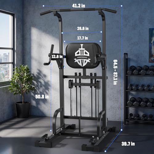 Sportsroyals Pull Up Bar Dip Station Power Tower Home Gym Strength Training Equipment R739989