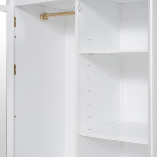 Harper & Bright Designs Twin Size Loft Bed with L-Shaped Desk and Stairs, Solid Wood, White D768