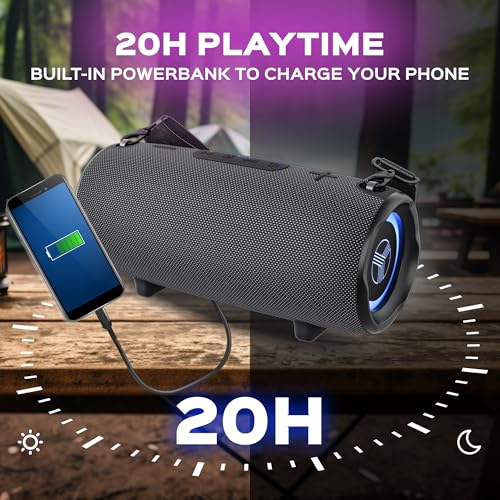 TREBLAB Ultra Loud Wireless Speaker 60W Stereo Sound with Deep Bass, 20H Playtime, Waterproof R962505