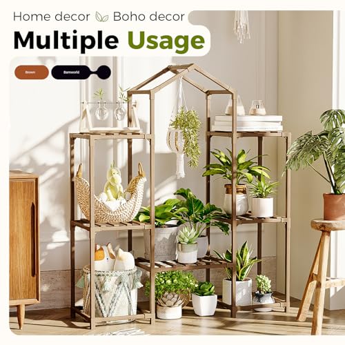 Bamworld Plant Stand Indoor Outdoor Wood Plant Rack 3 Tier Ladder D51744