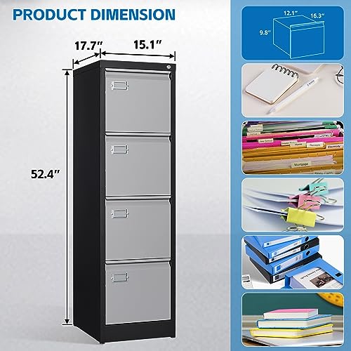 2 Drawer Vertical File Cabinet with Lock for Letter Size, Steel Office Storage Y50014