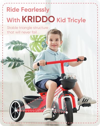 KRIDDO Kids Tricycle for Toddlers Age 2-5 Years, Blue P72011