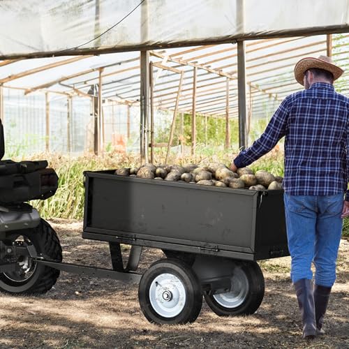 YINTATECH 500lbs Lawn Mower Trailer & ATV Dump Trailer, Heavy-Duty Tow Behind Dump Cart, Black B63497