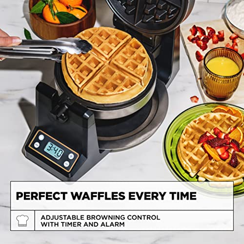 CRUX Double Rotating Belgian Waffle Maker, Nonstick Copper Plates, Stainless Steel R871