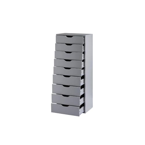 Naomi Home Bianca 9 Drawer Chest, Wood Dresser, Gray G431145