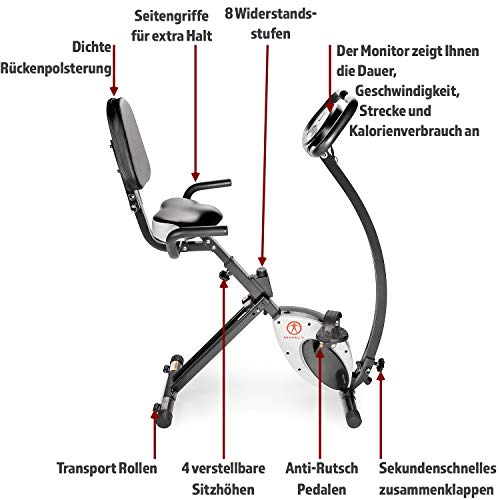 Marcy Foldable Upright Exercise Bike with Adjustable Resistance H1253