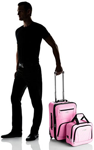 Rockland Fashion Softside Upright Luggage Set, Expandable, Pink, 2-Piece B62260