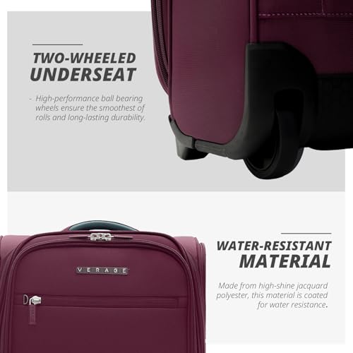 Verage Under Seat Luggage with Wheels, Softside Spinner Carry On, Navy 14-Inch A51804