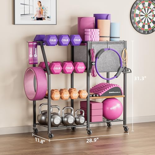 Yoga Mat Storage Rack for Dumbbells and Kettlebells, Home Gym Organizer N713