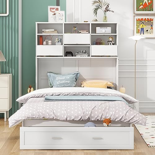 Queen Size Solid Pine Murphy Bed Chest with Charging Station and Storage Drawer K498