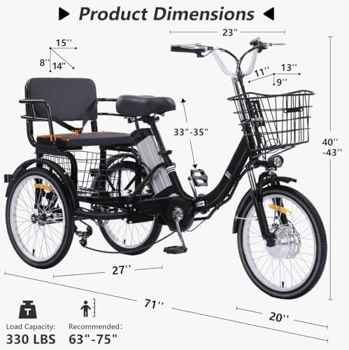 Electric Tricycle for Adults, 750W, Folding Fat Tire, 48V Removable Battery O76597
