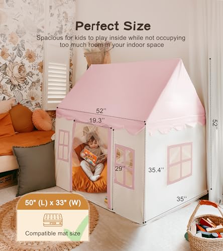 Little Dove Toys Kids Playhouse Tent with Mat, Star Light, Green K81396