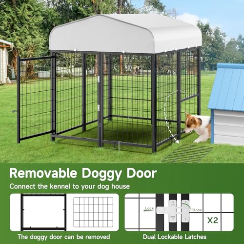 SINO LUBAN Outdoor Dog Kennel with Doggy Door, Heavy Duty Large Dog Pen E5768