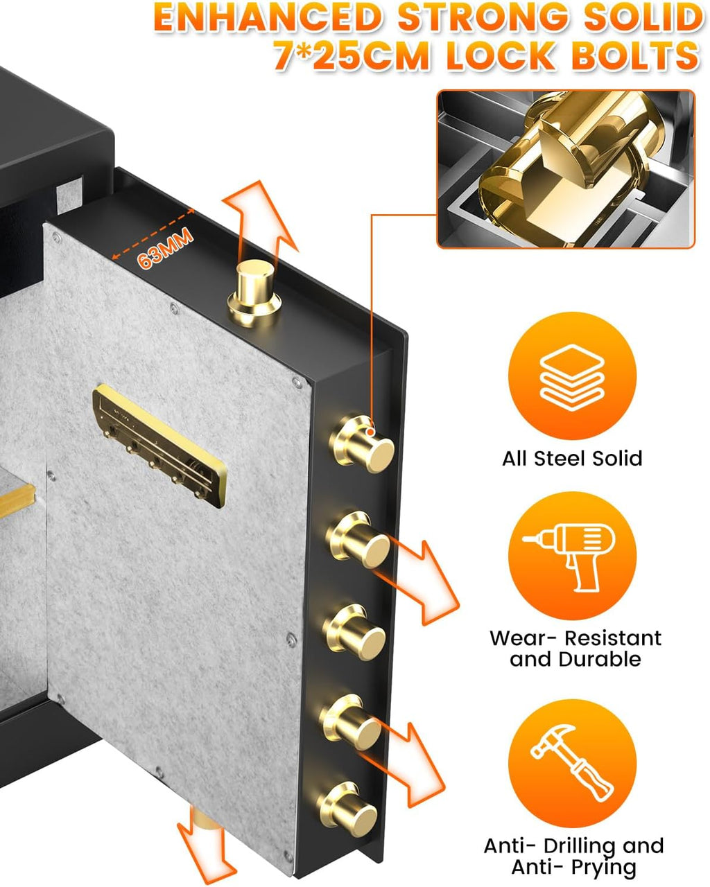 Fireproof Safe Box 5.0 Cuft with Digital Key Lock for Home D321174
