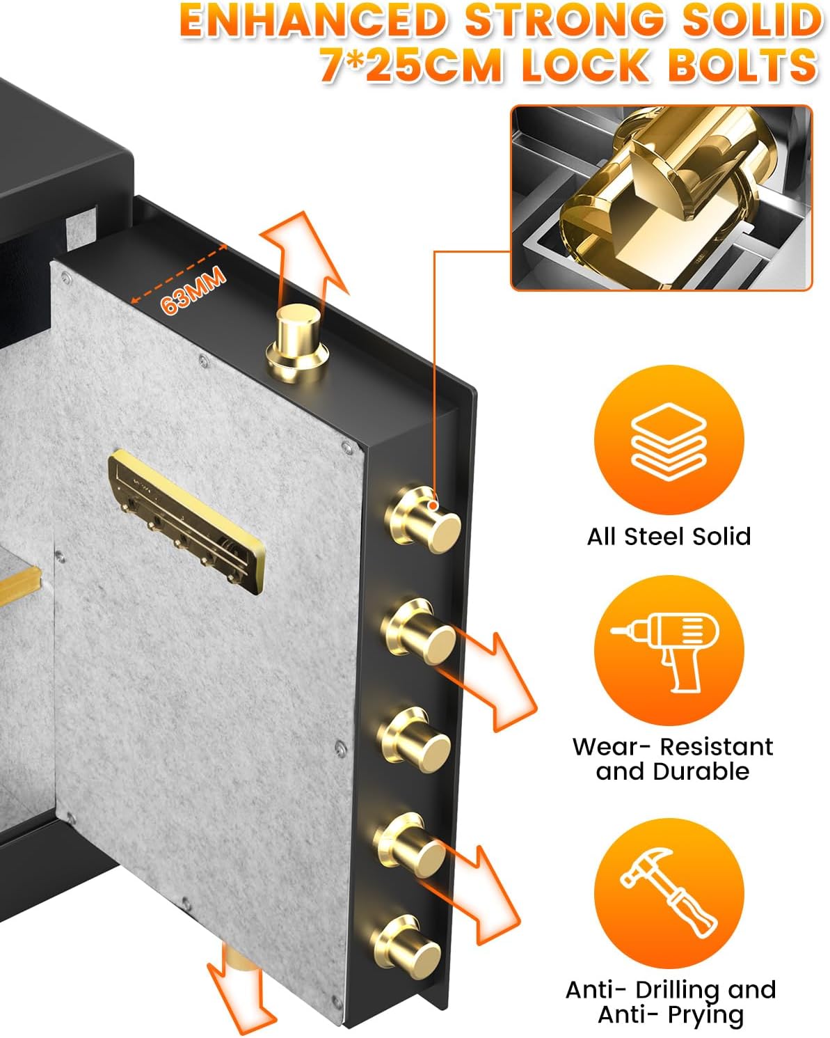 Fireproof Safe Box 5.0 Cuft with Digital Key Lock for Home D321174