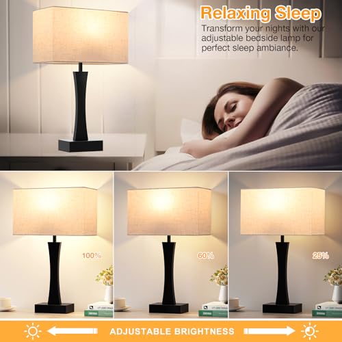 3 Way Dimmable Bedside Lamp Set of 2 with USB Ports C63781