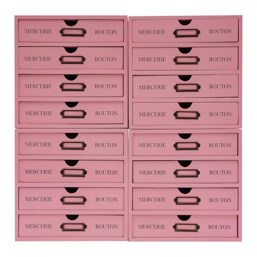 Vintage 16-Drawer Wooden Desktop Organizer with Iron Label Holders N538