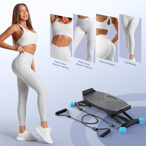 MERACH Balancing Machine for Full Body Workout, Sliding Ski Simulator with Resistance Bands, Black W4429