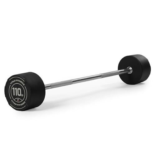 Titan Fitness Rubber Curl Fixed Barbells, Pre-Loaded Weight Bar Y406