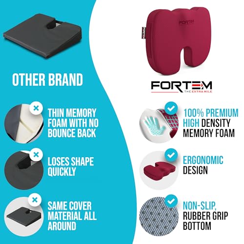 FORTEM Office Chair Cushion and Back Support, Memory Foam Lumbar Pillow, Non Slip, XL V440