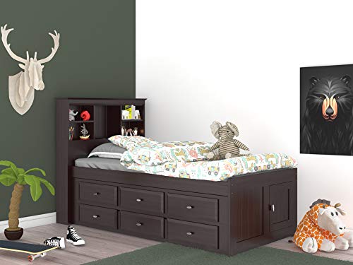 Discovery World Furniture White Full Bookcase Bed with 6 Drawers Z895159