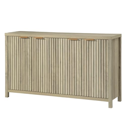 Fluted Sideboard Buffet Cabinet with Storage, 56" Modern Credenza, Natural Y669537