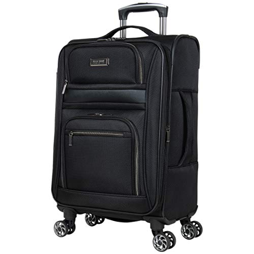 Kenneth Cole REACTION Rugged Roamer Softside 8-Wheel Spinner Luggage, Black, 20-Inch Carry-On N740