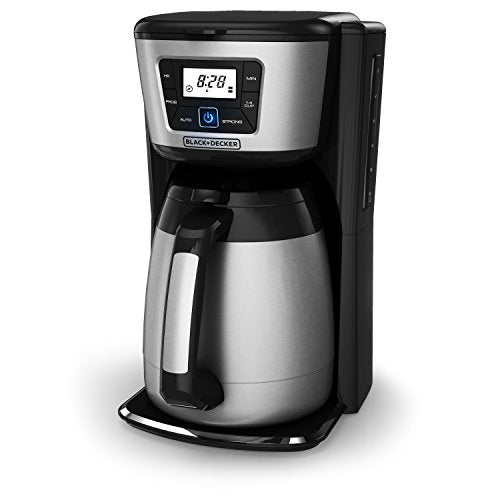 BLACK+DECKER 12 Cup Thermal Programmable Coffee Maker, Black/Steel P7250