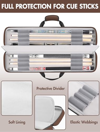 Pool Cue Case 4x5 with Pockets, Soft Padded Billiard Cue Bag A2212