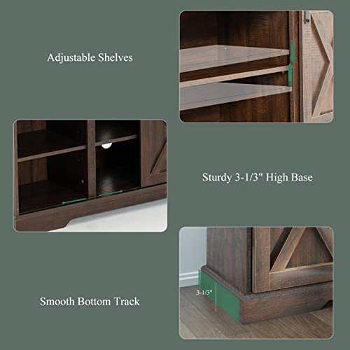 St.Mandyu Farmhouse TV Stand for TVs up to 65 inch, Wood Entertainment Center with Sliding Barn Doors, Brown C49324